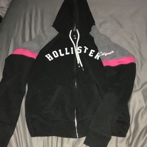 Hollister Grey/Pink colorblock zip-up Hoodie